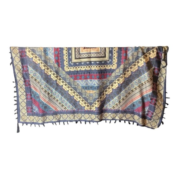 Bohemian Inspired Multicolor Tassel Shawl Wrap Scarf With Geometric Patterns - Picture 5 of 10